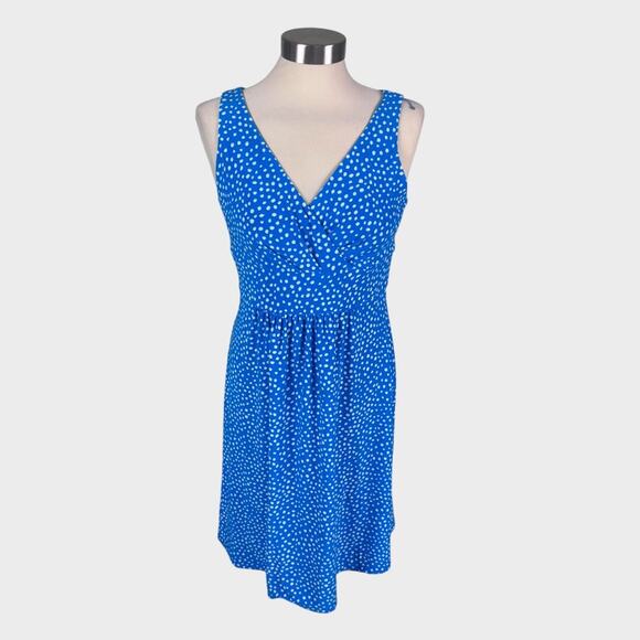 Chaps Womens Size 6 Sleeveless Dress Blue White Polka Dot V Neck Polyester - Picture 1 of 5